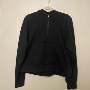 Black Cropped Quarter Zip Hoodie